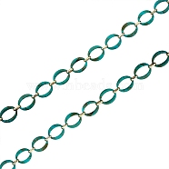 Handmade Imitation Gemstone Style Link Chains, Acrylic & CCB Plastic Linking Rings, Oval, Light Sea Green, 39x34x7mm, 19x12x4.5mm, about 6.56 Feet(2m)/Strand(AJEW-J034-01B)
