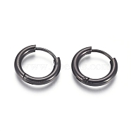 304 Stainless Steel Huggie Hoop Earrings, Hypoallergenic Earrings, with 316 Surgical Stainless Steel Pin, Electrophoresis Black, 10 Gauge, 16x2.5mm, Pin: 1mm, Inner Diameter: 10mm(EJEW-F111B-16mm-B)