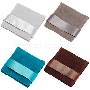 Nbeads 4Sets 4 Colors Velvet Jewelry Storage Bag, Square, Mixed Color, 9x9x1.3cm, 1set/color(TP-NB0001-39)