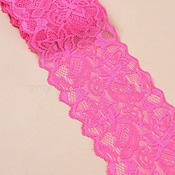 Elastic Lace Trim, Lace Ribbon For Sewing Decoration, Deep Pink, 80mm(OCOR-WH0024-A19)