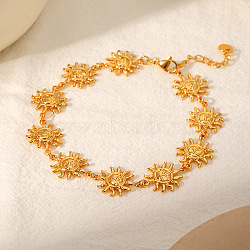 304 Stainless Steel Sun Link Chain Anklets for Women, Golden, 8-5/8 inch(218mm)(AJEW-C043-01G)