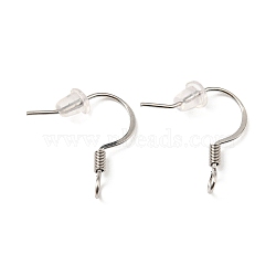 Tarnish Resistant 316 Surgical Stainless Steel French Hooks with Coil, Ear Wire with Vertical Loop, Stainless Steel Color, 18x18mm, Hole: 2mm, 21 Gauge, Pin: 0.7mm.(STAS-E163-58P-01)