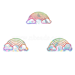 Rainbow PVC Laser Adhesive Stickers, Electrostatic Stickers, Colorful, 10.5x20.7x0.02cm, 3pcs/set(DIY-WH0273-51)