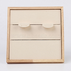 Wood Earring Displays, with Faux Suede, Rectangle, PeachPuff, 19x10x19cm(EDIS-E024-05B)