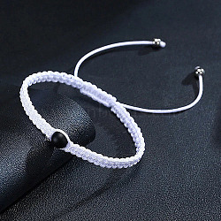 Natural Obsidian Bead Braided Bead Bracelets, Adjustable Polyester Cord Bracelets for Women Men, 6-1/4 inch(16cm)(JL4365-1)