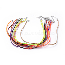 Trendy Braided Imitation Leather Necklace Making, with Iron End Chains and Lobster Claw Clasps, Platinum Metal Color, Mixed Color, 17 inch(X-NJEW-S105-M)