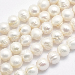 Natural Cultured Freshwater Pearl Beads Strands, Potato, Beige, 10~11x9~10mm, Hole: 0.8mm, about 37pcs/strand, 13.8 inch(35cm)(PEAR-F007-01)