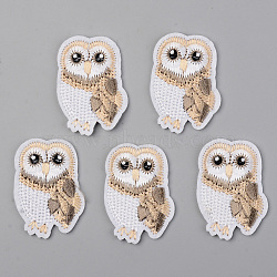 Computerized Embroidery Cloth Iron on/Sew on Patches, Appliques, Costume Accessories, Owl, Wheat, 43x31x1.5mm(DIY-S040-033)