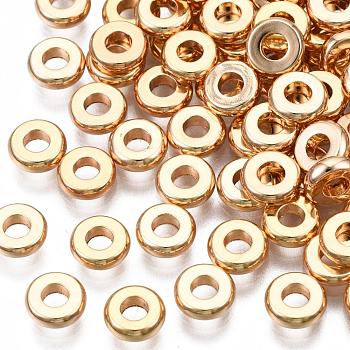 Brass Beads, Long-Lasting Plated, Nickel Free, Ring, Real 18K Gold Plated, 5x1.5mm, Hole: 2mm