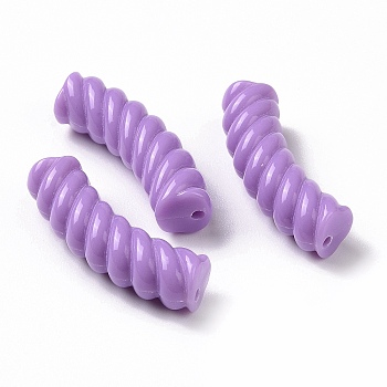 Opaque Acrylic Beads, Twist, Curved Tube, Medium Purple, 33x12x8.5mm, Hole: 1.6mm, about 308pcs/500g