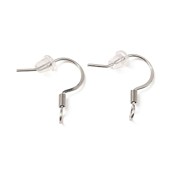316 Surgical Stainless Steel French Hooks with Coil, Ear Wire with Vertical Loop, Stainless Steel Color, 18x18mm, Hole: 2mm, 21 Gauge, Pin: 0.7mm.