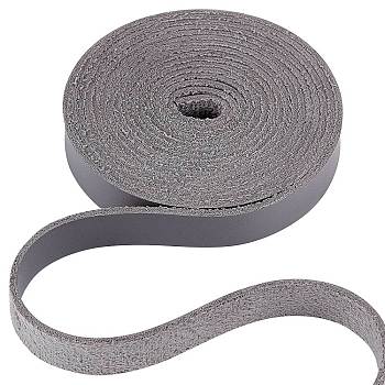 PU Imitation Leather Cord, for Clothing, Flat, Gray, 12.5x1.8mm, about 2.19 Yards(2m)/Roll