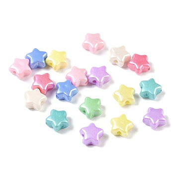 Plating Opaque Acrylic Beads, Star, Mixed Color, 10x10.5x5.7mm, Hole: 2mm, about 1500pcs/500g