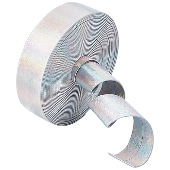 4.6~5M Laser Flat Imitation Leather Cord, Rainbow Color Cord for Clothes Decor, Silver, 20x0.8mm, about 4.6~5m/Roll