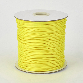 Eco-Friendly Korean Waxed Polyester Cord, Yellow, 1.5mm, about 169.51~174.98 Yards(155~160m)/Roll