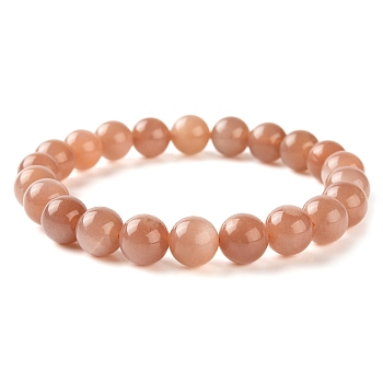 Natural Sunstone Round Beads Stretch Bracelet for Men Women, Bead: 8mm, 2-1/8 inch(5.3cm)