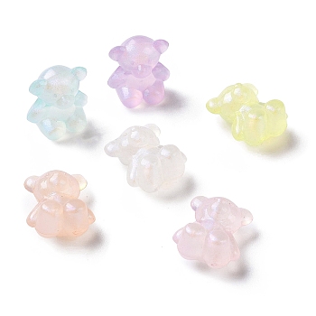 Luminous Acrylic Beads, Glitter Beads, Glow in the Dark, Bear, Mixed Color, 17.5x15x10.5mm, Hole: 3mm