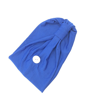 Polyester Sweat-Wicking Headbands, Non Slip Button Headbands, Yoga Sports Workout Turban, for Holding Mouth Cover, Blue, 440x160mm