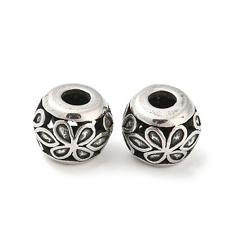 316 Surgical Stainless Steel  Beads, Flower, Antique Silver, 11x9mm, Hole: 4mm