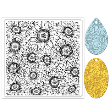 Silicone Clay Texture Mat, Clay Modeling Pattern Pad, Sunflower, 140x140x3mm