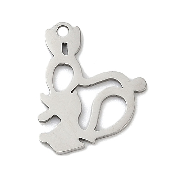 201 Stainless Steel Pendants, Squirrel Charms, Stainless Steel Color, 17x13x1mm, Hole: 1.4mm