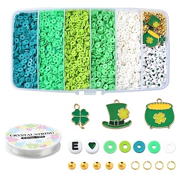 Handmade Polymer Clay Heishi Beads DIY Jewelry Set Kits, Green