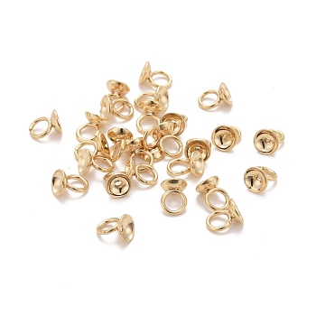 201 Stainless Steel Bead Cap Pendant Bails, for Globe Glass Bubble Cover Pendants, Golden, 4x4mm, Hole: 1.2mm