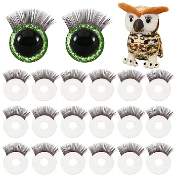 Elite 20Pcs Acrylic Doll Eyelashes, Doll Eye Make Up Accessories, for Doll DIY Craft Making, Black, 41mm