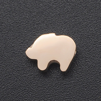 201 Stainless Steel Charms, for Simple Necklaces Making, Stamping Blank Tag, Laser Cut, Pig, Rose Gold, 6x8x3mm, Hole: 1.8mm