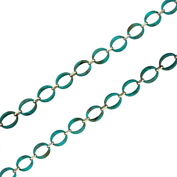 Handmade Imitation Gemstone Style Link Chains, Acrylic & CCB Plastic Linking Rings, Oval, Light Sea Green, 39x34x7mm, 19x12x4.5mm, about 6.56 Feet(2m)/Strand