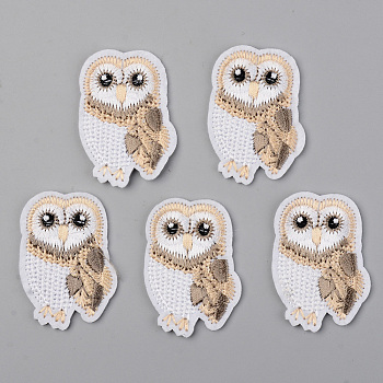 Computerized Embroidery Cloth Iron on/Sew on Patches, Appliques, Costume Accessories, Owl, Wheat, 43x31x1.5mm