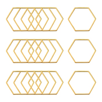304 Stainless Steel Linking Ring, Hexagon, Golden, 20x22.5x0.8mm