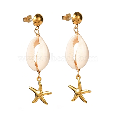 PapayaWhip Starfish Shell Stud Earrings