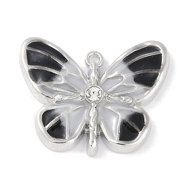 Platinum Black Butterfly Alloy+Enamel Pendants