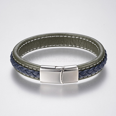 Плетеные браслеты шнур кожаный(BJEW-H561-07)-3