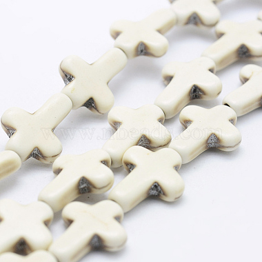 15mm White Cross Synthetic Turquoise Beads