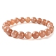 Natural Sunstone Round Beads Stretch Bracelet for Men Women(BJEW-LS0001-07A)-1
