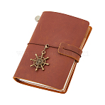 Rectangle Cowhide Journal Notebooks, with Paper Inside and Alloy Helm Charm, Saddle Brown, 135x105x30mm(AJEW-WH0609-927B)