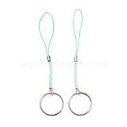 Polyester Cord Mobile Straps, with Platinum Plated Iron Findings, Light Cyan, 10.1~10.2cm(FIND-G063-04P-04)