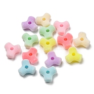 Flocky Acrylic Beads, Mixed Color, 9.5x10.5x4.5mm, Hole: 2mm(FIND-L014-02)