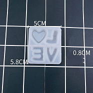 Silicone Molds, Resin Casting Molds, For UV Resin, Epoxy Resin Jewelry Making, Love, White, 58x50x8mm(DIY-F037-C03)