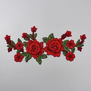 Flower Embroidery Cloth Iron On/Sew On Patches, Costume Accessories, Appliques, Dark Red, 307x137x3.5mm(DIY-WH20050-13D)