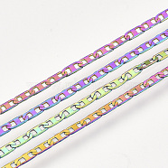 Brass Mariner Link Chains, with Spool, Soldered, Rainbow Color, 4.5x1.7x0.3mm, about 20yard/roll(CHC-S007-05)