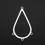 201 Stainless Steel Chandelier Components Links, 4 Loop Links, Laser Cut, Teardrop, Stainless Steel Color, 42x24.5x1mm, Hole: 1.6mm(STAS-R111-LA074)
