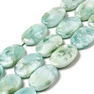Natural Glass Beads Strands, Grade AB+, Egg, Aqua Blue, 30x20~21x7~8mm, Hole: 1.2mm, about 13pcs/strand, 15.5~15.7''(39.37~39.88cm)(G-I247-34B)