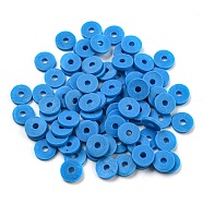 Handmade Polymer Clay Beads, for DIY Jewelry Crafts Supplies, Disc/Flat Round, Heishi Beads, Dodger Blue, 6x1mm, Hole: 1.5mm, about 10000pcs/bag(CLAY-R067-6.0mm-A33)
