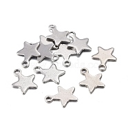 201 Stainless Steel Charms, Laser Cut, Stamping Blank Tag, Star, Stainless Steel Color, 10x8.5x0.7mm, Hole: 1.4mm(STAS-F255-018P)