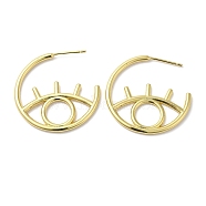 Rack Plating Brass Hollow Eye Stud Earrings, Lead Free & Cadmium Free, Real 18K Gold Plated, 30x2mm, Pin: 0.7mm(EJEW-F315-03G-01)