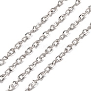 Iron Side Twisted Chain, with Spool, Unwelded, Lead Free, Platinum Color, Size: Chains: about 5mm long, 4mm wide, 0.9mm thick, about 328.08 Feet(100m)/roll(CH-BSFN0.9-P-LF)