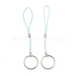 Polyester Cord Mobile Straps, with Platinum Plated Iron Findings, Light Cyan, 10.1~10.2cm(FIND-G063-04P-04)